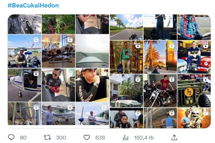 Tangkapan layar unggahan media sosial mantan Kepala Bea Cukai Yogyakarta Eko Darmanto.