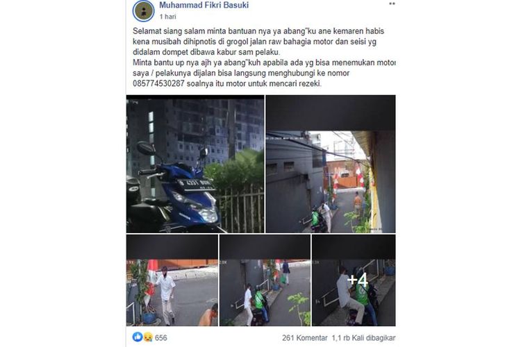 Aksi kejahatan berupa pencurian kendaraan dengan modus menghipnotis, kali ini menimpa seorang driver ojek online (ojol) di Jakarta Barat.