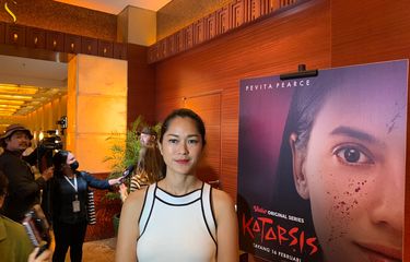Prisia Nasution ditemui setelah hadir dalam konferensi pers serial Katarsis di Plaza Senayan, Jakarta Pusat, Senin (13/2/2023). 