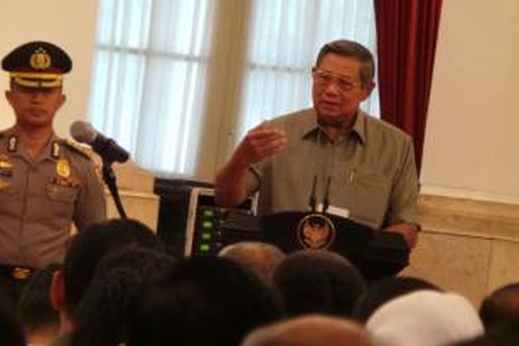 Presiden Susilo Bambang Yudhoyono saat bertemu peserta program pendidikan Lemhanas