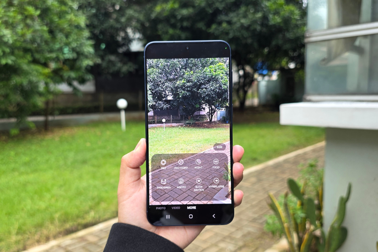 Antarmuka kamera Samsung Galaxy A57 5G dengan berbagai mode pemotretan yang tersedia.