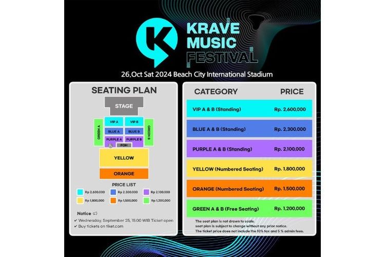  Seating plan dan kategori tiket Krave Music Festival 2024 