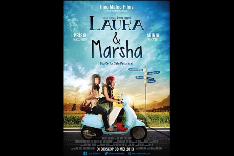 Poster film Laura dan Marsha (2013) dibintangi Prisia Nasution dan Adinia Wirasti