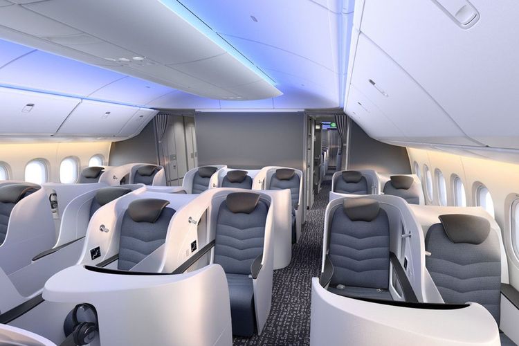 Desain kabin utama di Boeing 777X. 