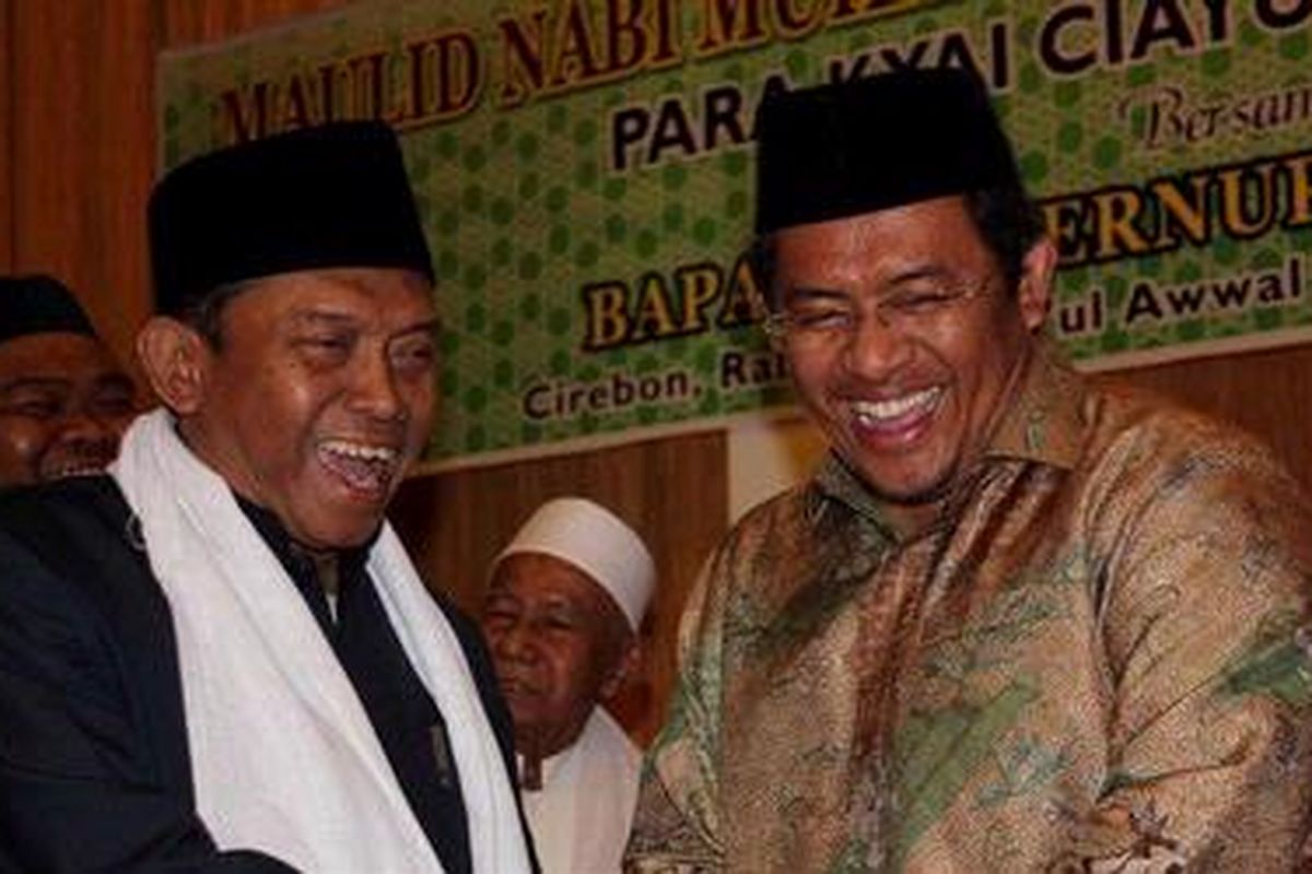 Suasana Maulid Nabi di Pondok Pesantren Kempek Kabupaten Cirebon, KH Ja'far Shodiq, Rabu (23/1/2015) malam.