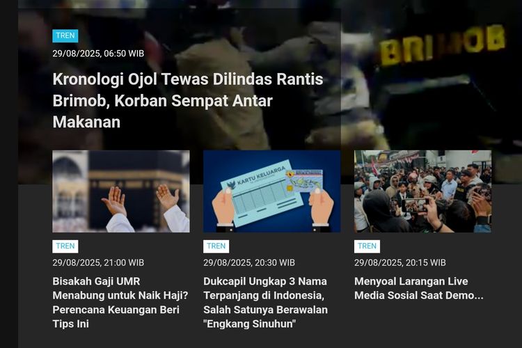 [POPULER TREN] Kronologi Rantis Brimob Lindas Ojol | Harga Token Listrik Rumah Tangga 1 September 2025