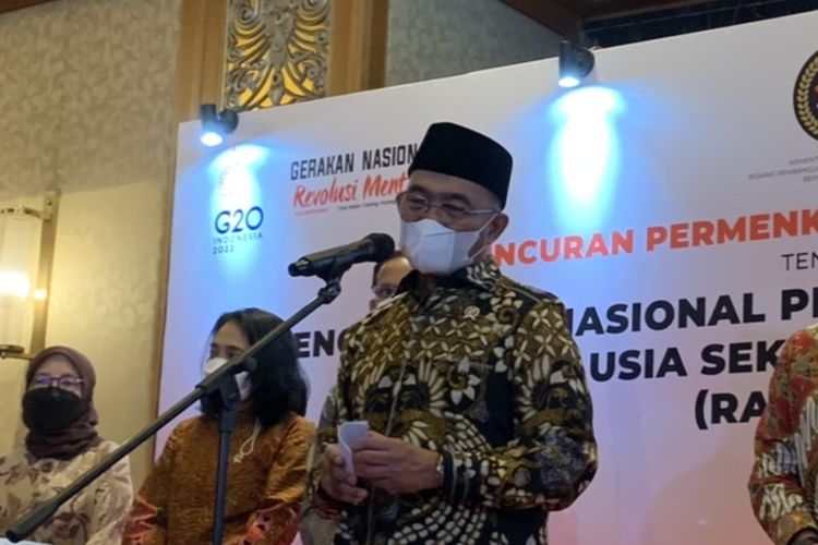 Menteri Koordinator Bidang Pembangunan Manusia dan Kemanusiaan (Menko PMK) Muhadjir Effendy di Jakarta, Selasa (19/4/2022).