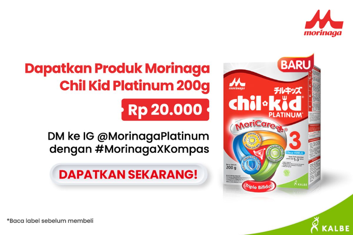Morinaga Chil Kid Platinum salah satu produk susu pertumbuhan yang mengandung Moricare Plus.