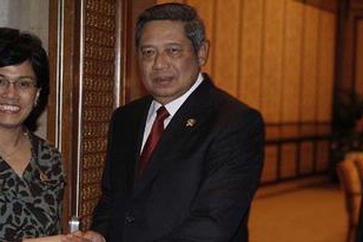 Presiden Susilo Bambang Yudhoyono menerima Managing Director World Bank Sri Mulyani di Bali Intercontinental Hotel, Jimbaran, Jumat (8/4/2011) malam.
