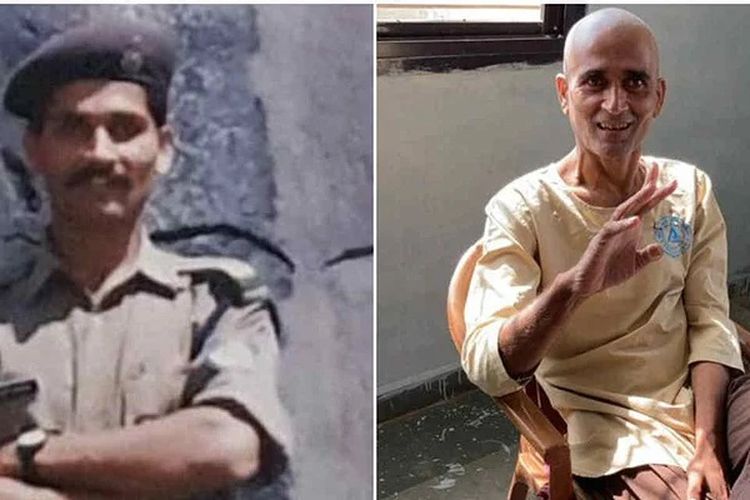 Manish Mishra ketika masih bertugas sebagai polisi di Negara Bagian Madhya Pradesh, India (fioto kiri). Dia menghilang pada 2005 dan ditemukan tengah mengemis di jalanan 15 tahun kemudian.