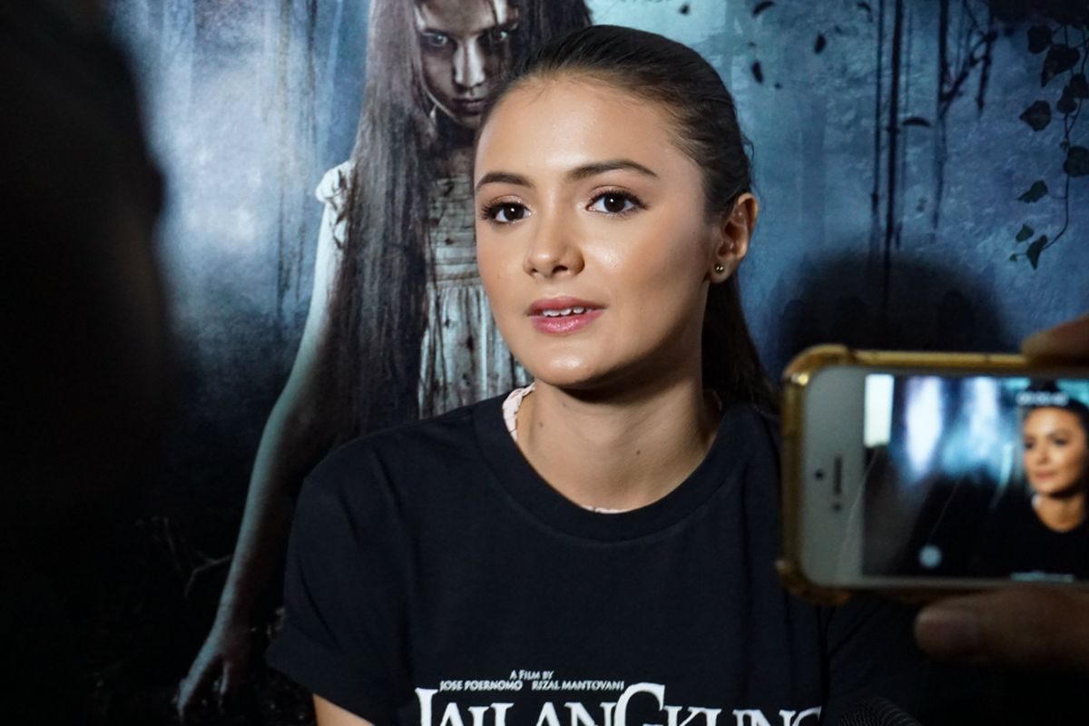 Amanda Rawles hadir dalam acara peluncuran trailer film Jailangkung 2 di Senayan City XXI, Jakarta Pusat, Senin (30/4/2018).