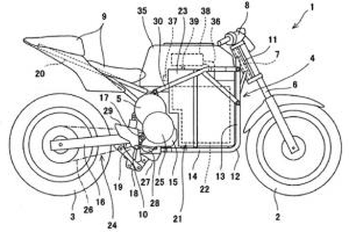 Paten sepeda motor listrik Kawasaki model sport.