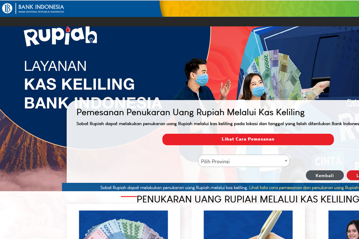 Tampilan website Pintar BI. Cara tukar uang baru Lebaran 2025 melalui Pintar BI.