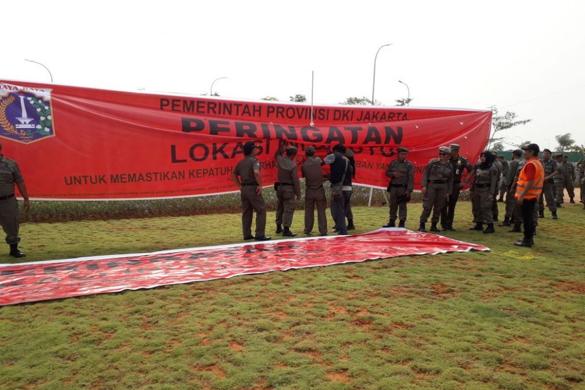 Suasana di Pulau D Reklamasi, Jakarta Utara, yang pembangunannya disegel oleh Pemprov DKI Jakarta, Kamis (7/6/2018).