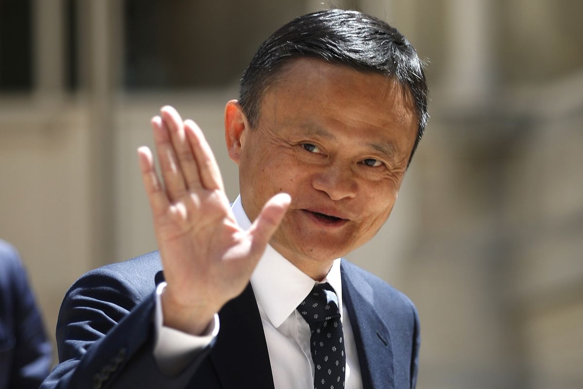 Foto tertanggal 15 Mei 2019 menampilkan salah satu pendiri Alibaba, Jack Ma, menghadiri acara Tech for Good di Paris, Perancis.