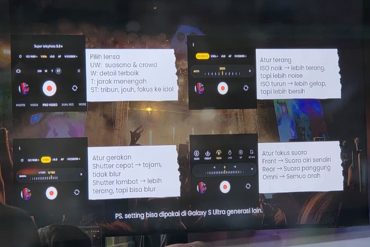 Beberapa pengaturan kamera video yang bisa diaktifkan untuk merekam video konser (fancam) agar hasilnya maksimal.