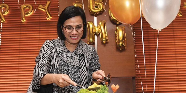 Menteri Keuangan Sri Mulyani Indrawati merayakan ulang tahunnya yang ke-56, Senin (26/8/2019). 