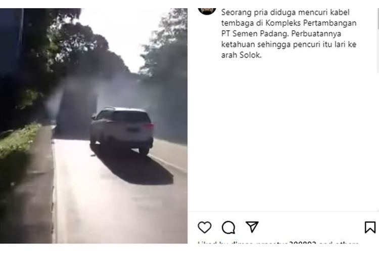 Video pengejaran truk pencuri kabel tembaga PT Semen Padang, Minggu (23/7/2023)