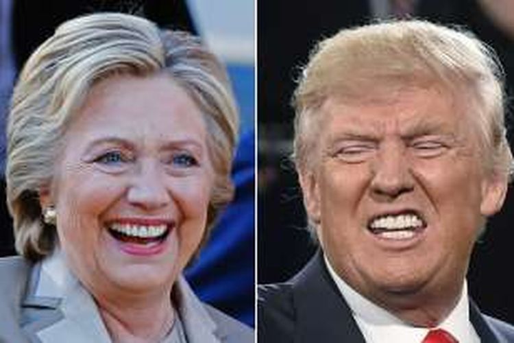 Foto kombinasi dua calon presiden Amerika Serikat Hillary Clinton dan Donald Trump. Hari ini warga negara Amerika Serikat melaksanakan pemungutan suara untuk menentukkan presiden mereka.
