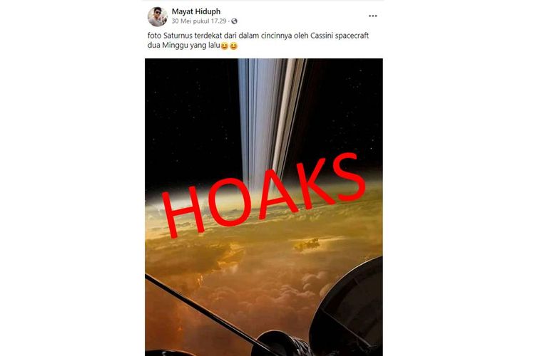 Tangkapan layar unggahan foto yang diklaim Saturnus dari jarak dekat