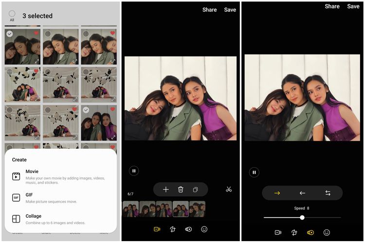  Fitur Create opsi GIF di galeri HP Samsung bisa bikin gambar bergerak GIF foto secara instan.
