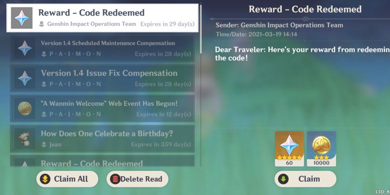 Kode Redeem Genshin Impact Terbaru Ada Primogems Dan Mora Gratis