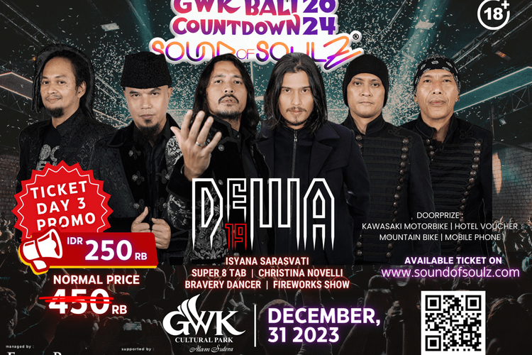 GWK Bali Countdown 2024 akan menghadirkan sederet artis papan atas, di antaranya Dewa 19 feat. Ello & Virzha, Isyana Sarasvati, GIGI, dan masih banyak lagi. 