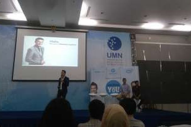 Christian Sugiono dalam seminar ‘You 2.0 with HP & Intel’ di Universitas Multimedia Nusantara, Rabu (20/4/2016).