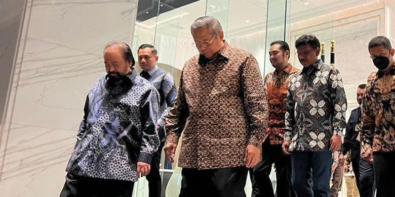 Presiden ke-6 RI Susilo Bambang Yudhoyo dan Ketua Umum Partai Nasdem bertemu di Nasdem Tower, Minggu (5/6/2022) malam.