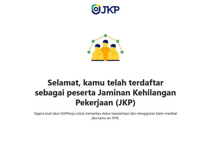 Email pemberitahuan mengenai Jaminan Kehilangan Pekerjaan (JKP)