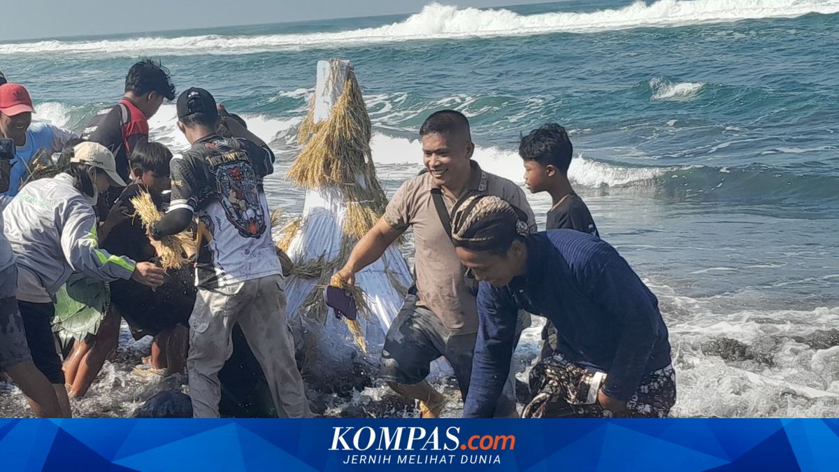 Tradisi Labuhan 10 Suro di Kulon Progo, Gunungan Tersentuh Ombak Langsung Diserbu Warga
