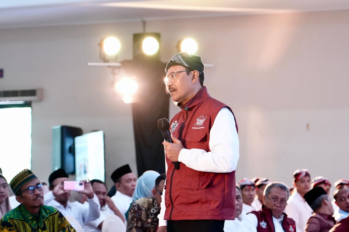 Menteri Sosial Gus Ipul saat mengisi acara dialog bersama pilar-pilar sosial dari Kabupaten Ponorogo, Pacitan, dan Trenggalek, Jawa Timur, Senin (4/8/2025).