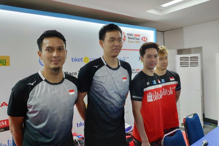 Pasangan ganda putra Indonesia, Mohammad Ahsan/Hendra Setiawan dan Marcus Fernaldi Gideon/Kevin Sanjaya Sukamuljo.