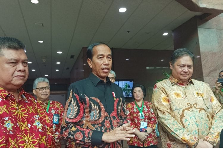 Presiden Joko Widodo saat memberikan keterangan pers di Kantor BPKP, Jakarta Timur, Rabu (14/6/2023).