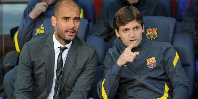 Tito Vilanova ketika masih menjadi asisten Josep Guardiola di Barcelona. Foto diambil pada 2 Mei 2012. 