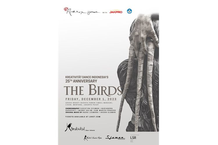 Pementasan balet kontemporer The Birds digelar di Graha Bhakti Budaya, Taman Ismail Marzuki (TIM), Cikini, Jakarta, Jumat (1/12/2023) mulai pukul 20.00.
