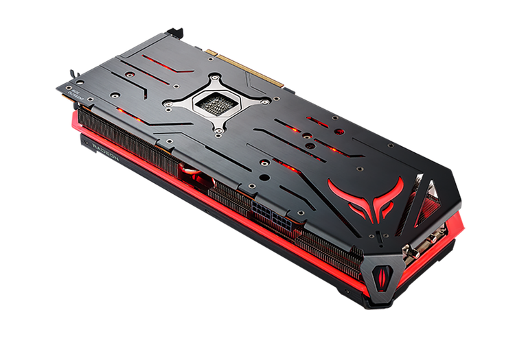 Tampak belakang kartu grafis PowerColor Red Devil Radeon RX 7800 XT 16 GB