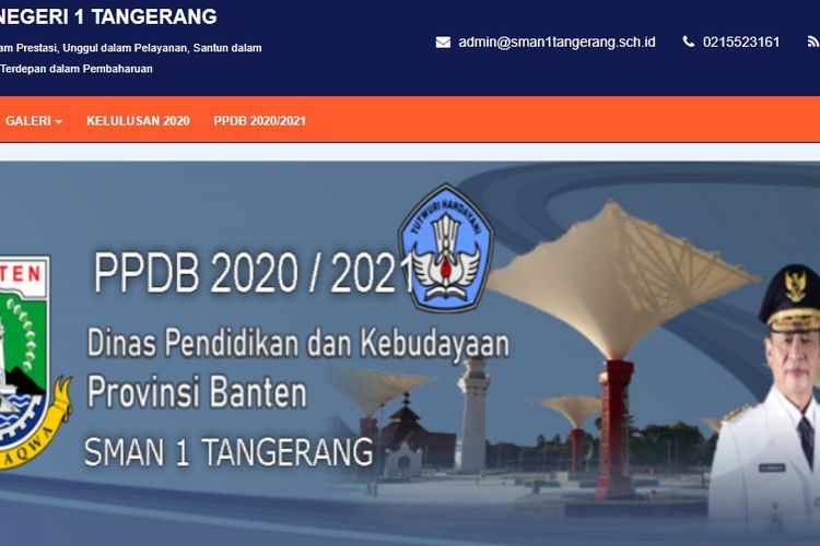 Tampilan website SMA Negeri1 1 Kota Tangerang.