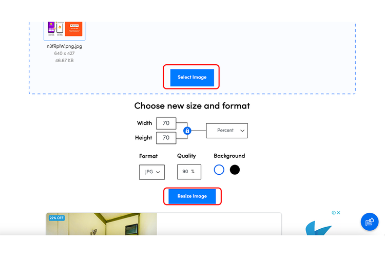 Cara memperbesar ukuran foto JPG di Reduce Image (/Caroline Saskia Tanoto)