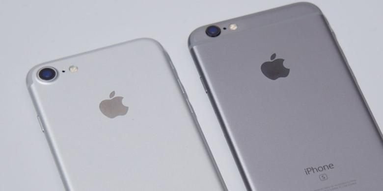 iPhone 7 dan 6S tampak belakang terlihat memiliki perbedaan pada garis antena.
