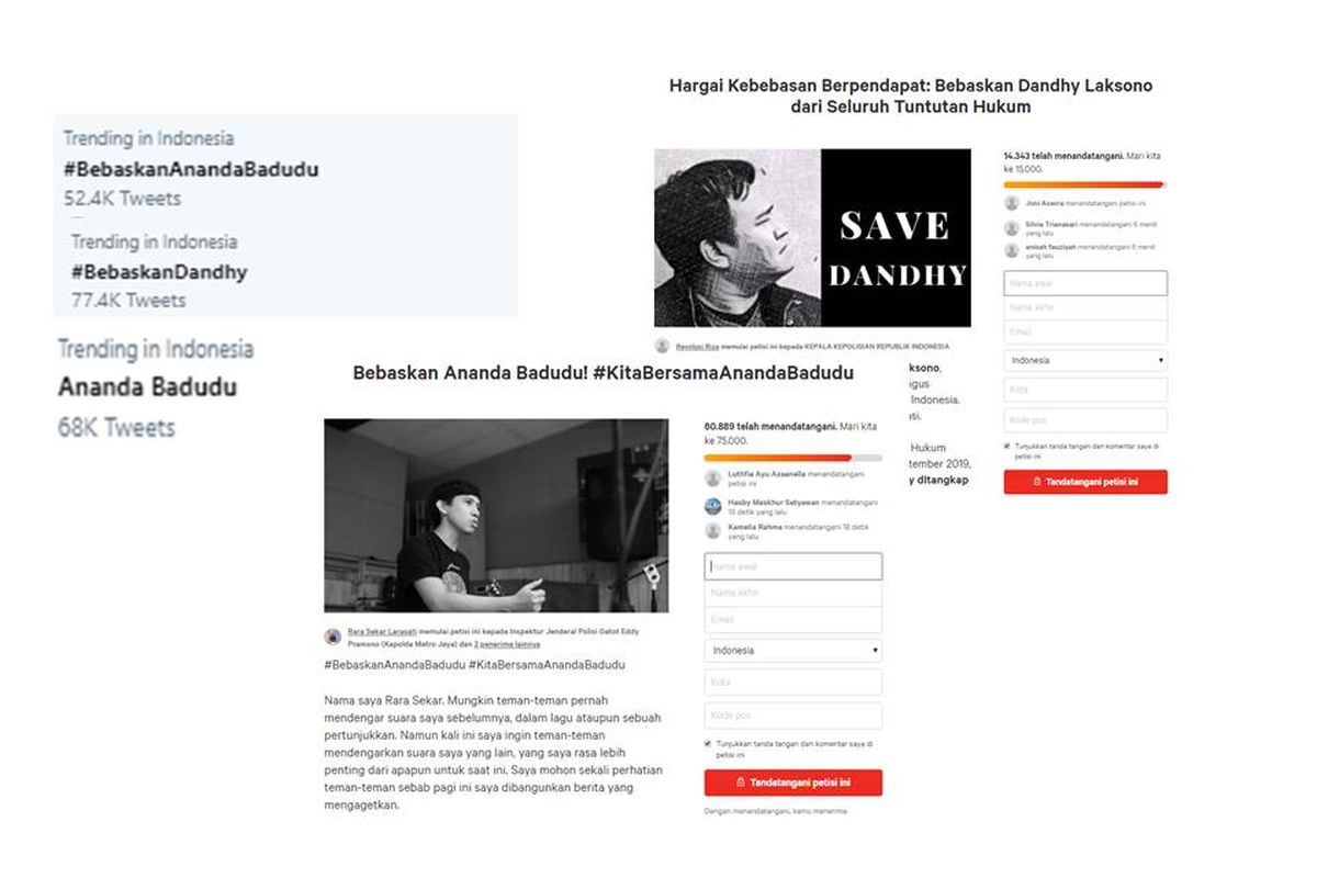 Tagar #BebaskanDandhy dan #AnandaBadudu trending di Twitter