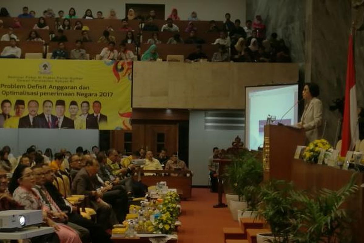 Menteri Keuangan Sri Mulyani di Gedung DPR RI, Jakarta, Senin (20/2/2017)