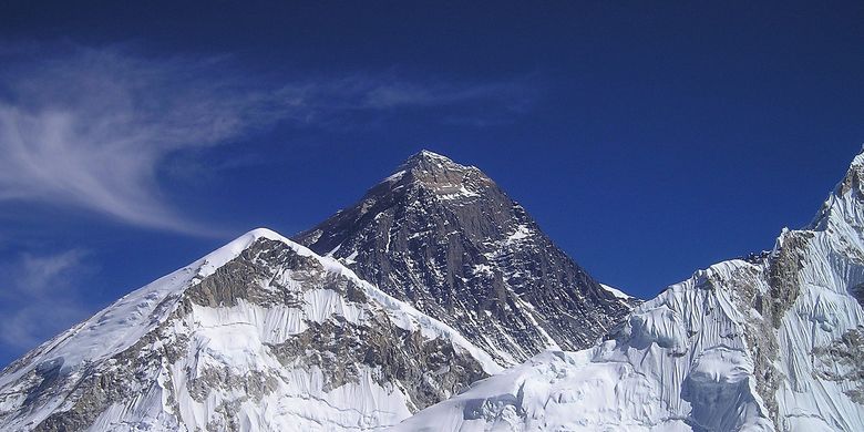 Ilustrasi Gunung Everest, puncak tertinggi di Benua Asia.