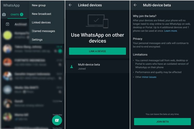 Cara menggunakan fitur Multi-device di WhatsApp.