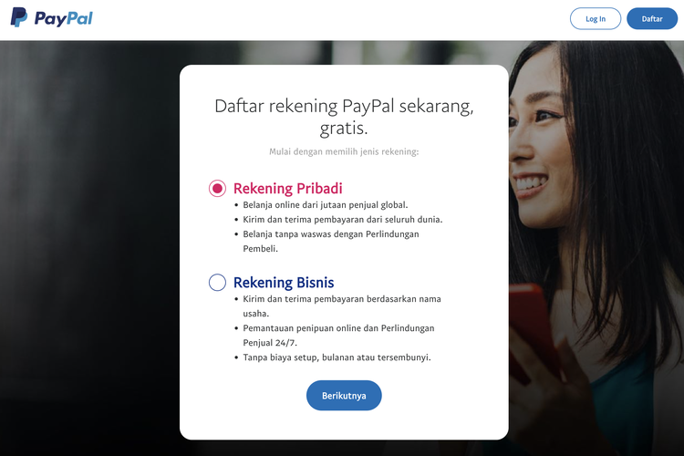 ilustrasi cara membuat akun PayPal.