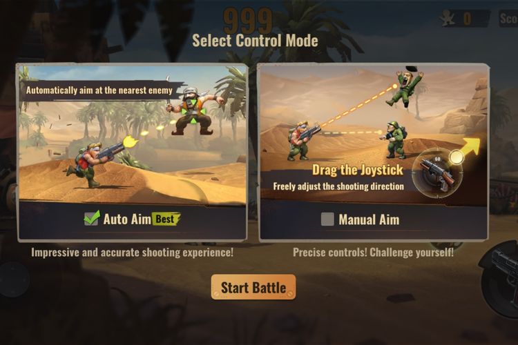 Pengguna akan memilih mode kontrol saat memulai Metal Slug Awakening