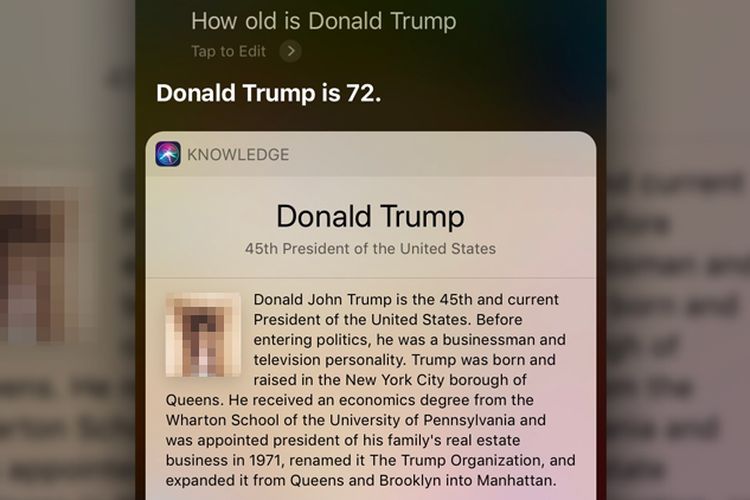 Alih-alih menampilkan foto diri Donald Trump, Siri malah menampilkan gambar penis saat digunakan untuk mencari informasi soal Donald Trump. 