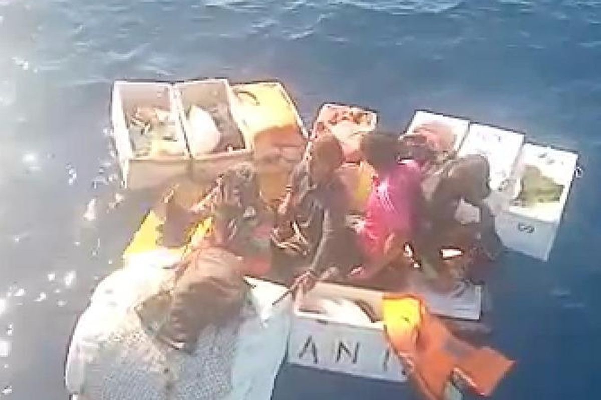 Empat ABK Kapal Motor (KM) Zidane Expres ditemukan selamat di perairan laut sekitar 61 mil dari Pulau Sapeken Sumenep, Jawa Timur, Senin (30/5/2022). 