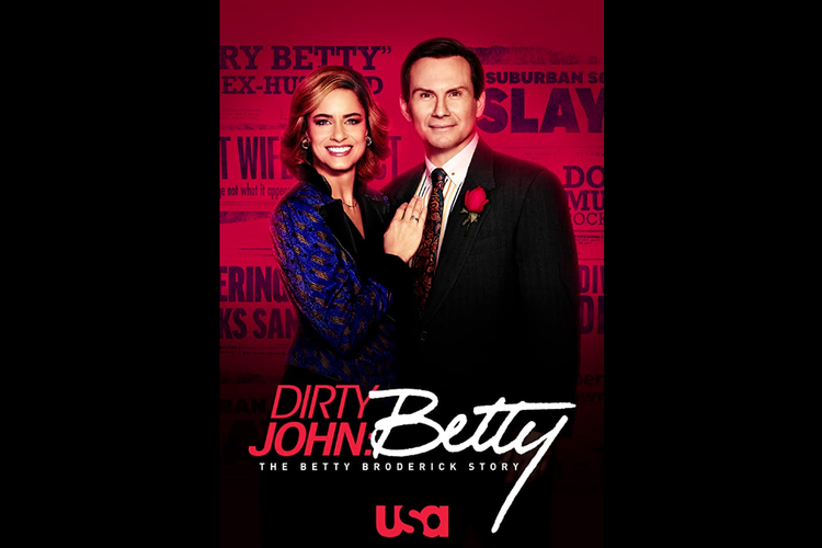 Amanda Peet dan Christian Slater dalam serial drama kriminal Dirty John: The Betty Broderick Story (2020).