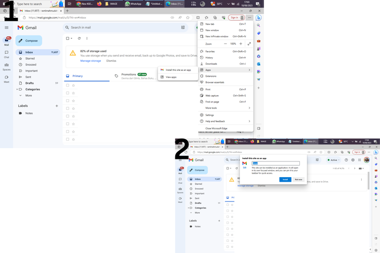 ilustrasi cara instal gmail di edge